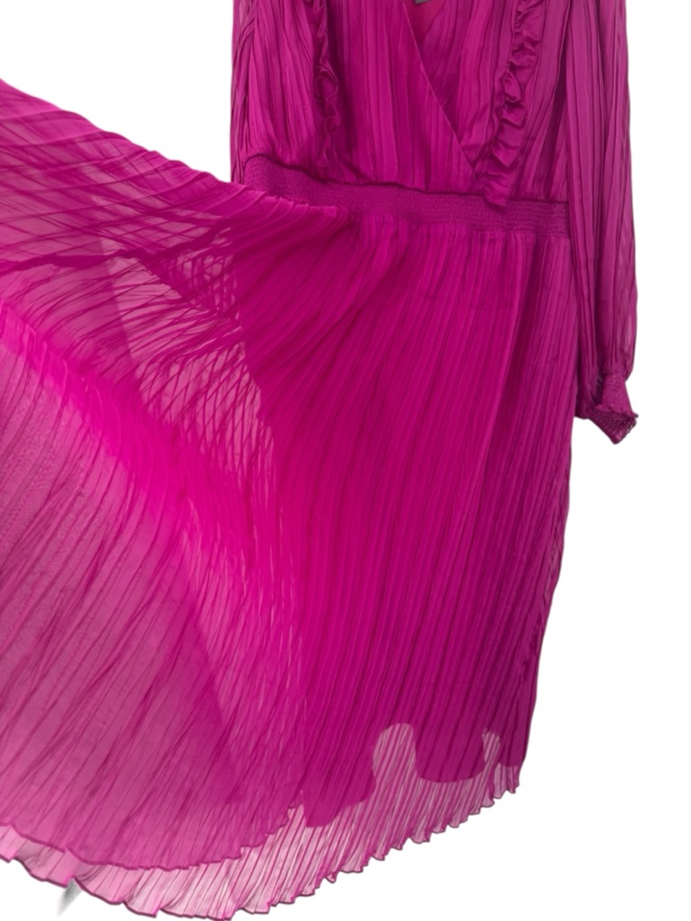 Eloquii Fuchsia Pleated Midi Dress Romantic Long Sleeve Flowy Luxe Plus NEW 22W - Picture 13 of 14